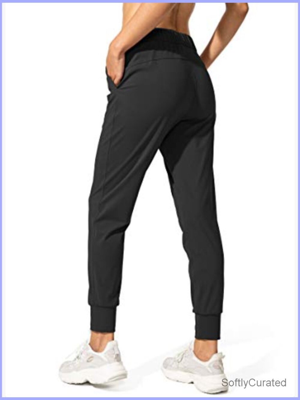 High Rise Tapered Track Pants with Pockets, Drawstring Cuffed Joggers for - Picture 2 of 7